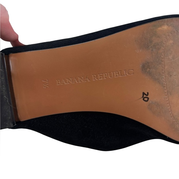 Banana Republic Embellished Strap Suede Mule pointed toe mirrored heel black 7.5 - Picture 11 of 14